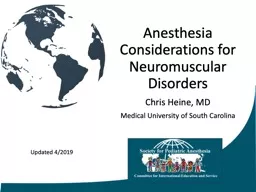 Anesthesia Considerations for Neuromuscular Disorders