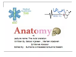 Lecture name: The Axial skeleton