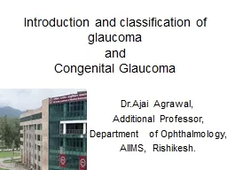 Introduction and classification of glaucoma
