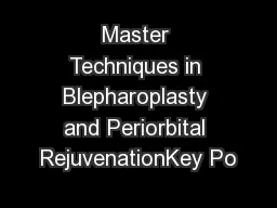 Master Techniques in Blepharoplasty and Periorbital RejuvenationKey Po