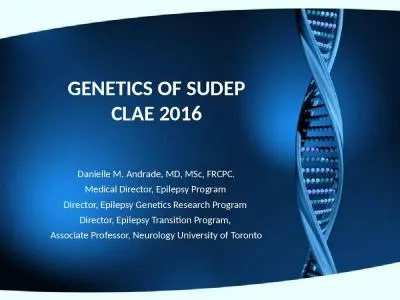 Genetics of SUDEP CLAE 2016