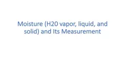 Moisture (H20 vapor, liquid, and solid) and Its Measurement