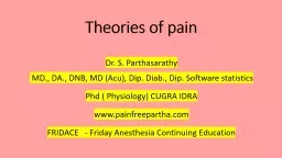 Theories of pain  Dr.  S. Parthasarathy