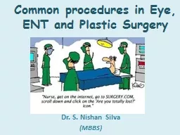 Common procedures in Eye, ENT and Plastic Surgery