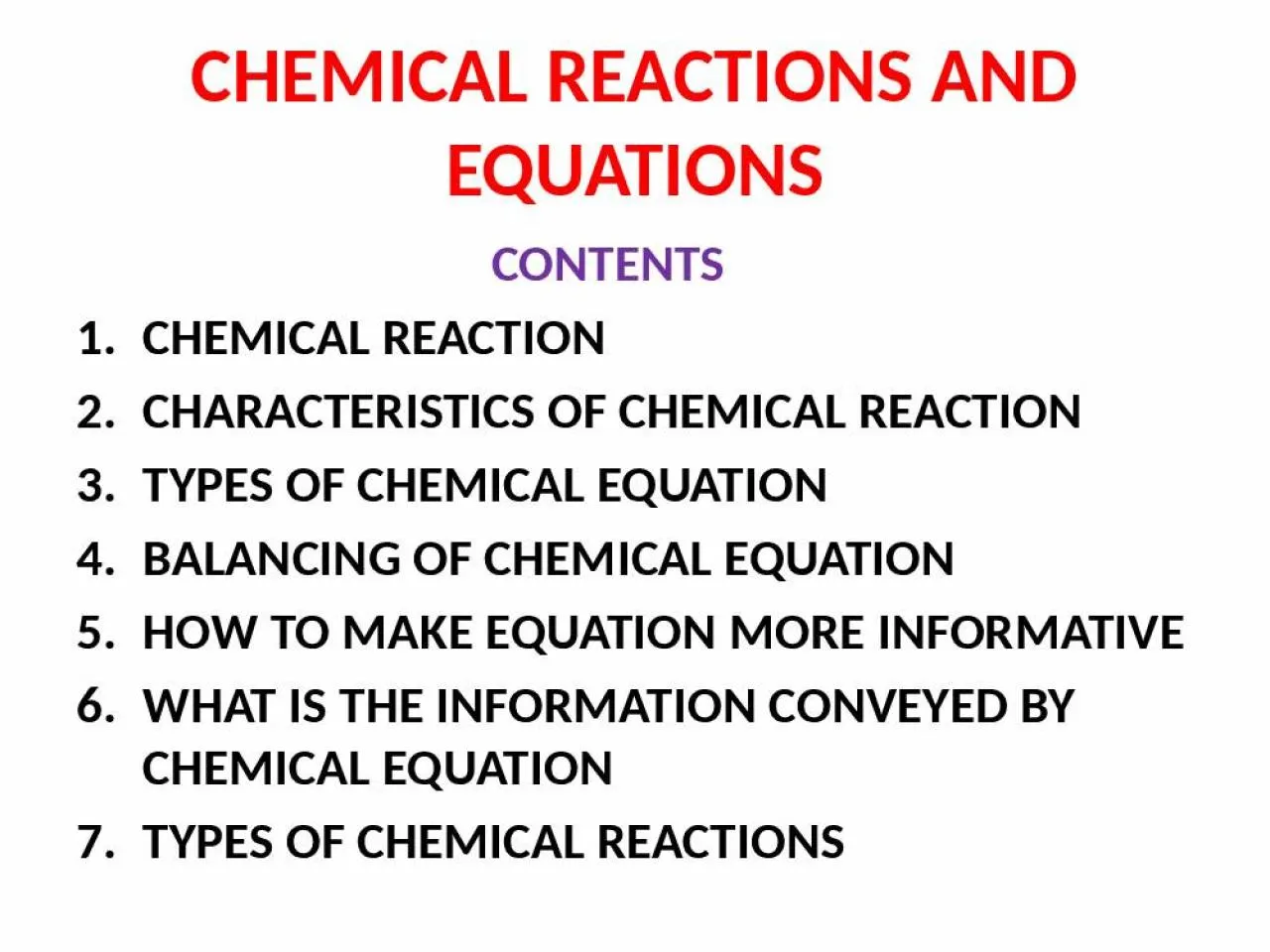 PPT-CHEMICAL REACTIONS AND EQUATIONS