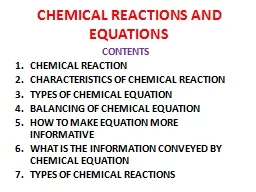 CHEMICAL REACTIONS AND EQUATIONS