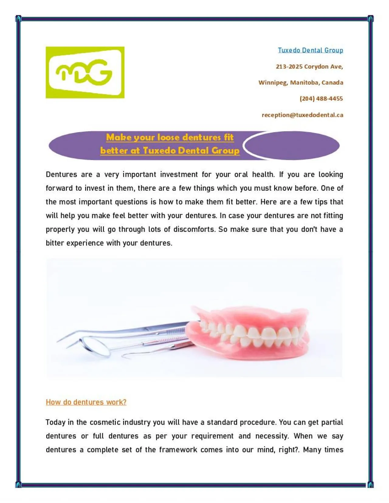 PDF-Make your loose dentures fit better at Tuxedo Dental Group