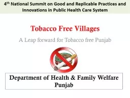Tobacco Free Villages A Leap forward for Tobacco free Punjab