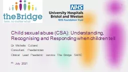 Child sexual abuse (CSA): Understanding, Recognising and Responding when children tell