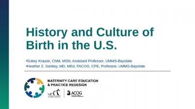 History and Culture of Birth in the U.S.