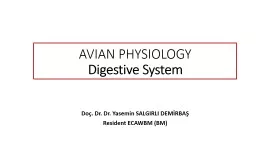 AVIAN PHYSIOLOGY Digestive