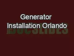 Generator Installation Orlando