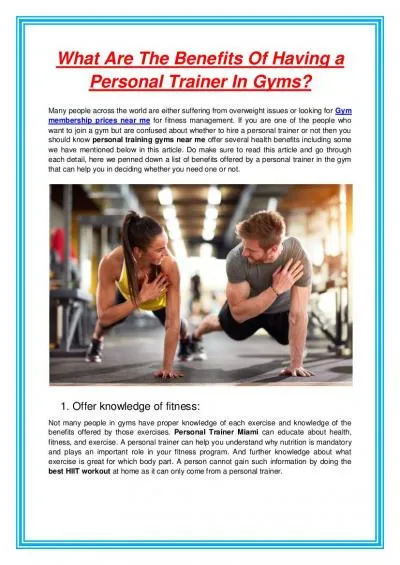 What Are The Benefits Of Having a Personal Trainer In Gyms?