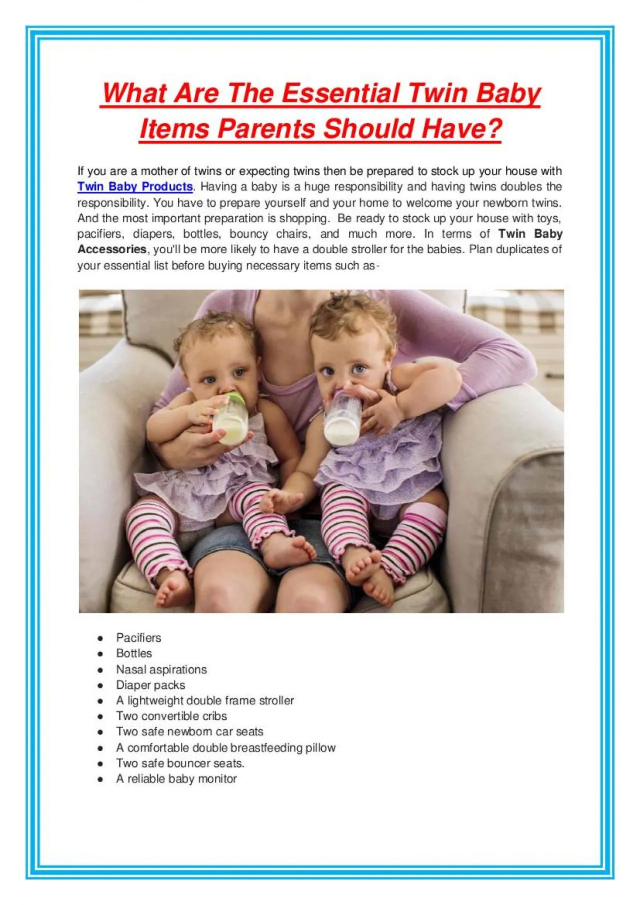 PDF-What Are The Essential Twin Baby Items Parents Should Have?