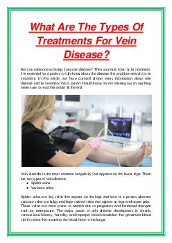 What Are The Types Of Treatments For Vein Disease?