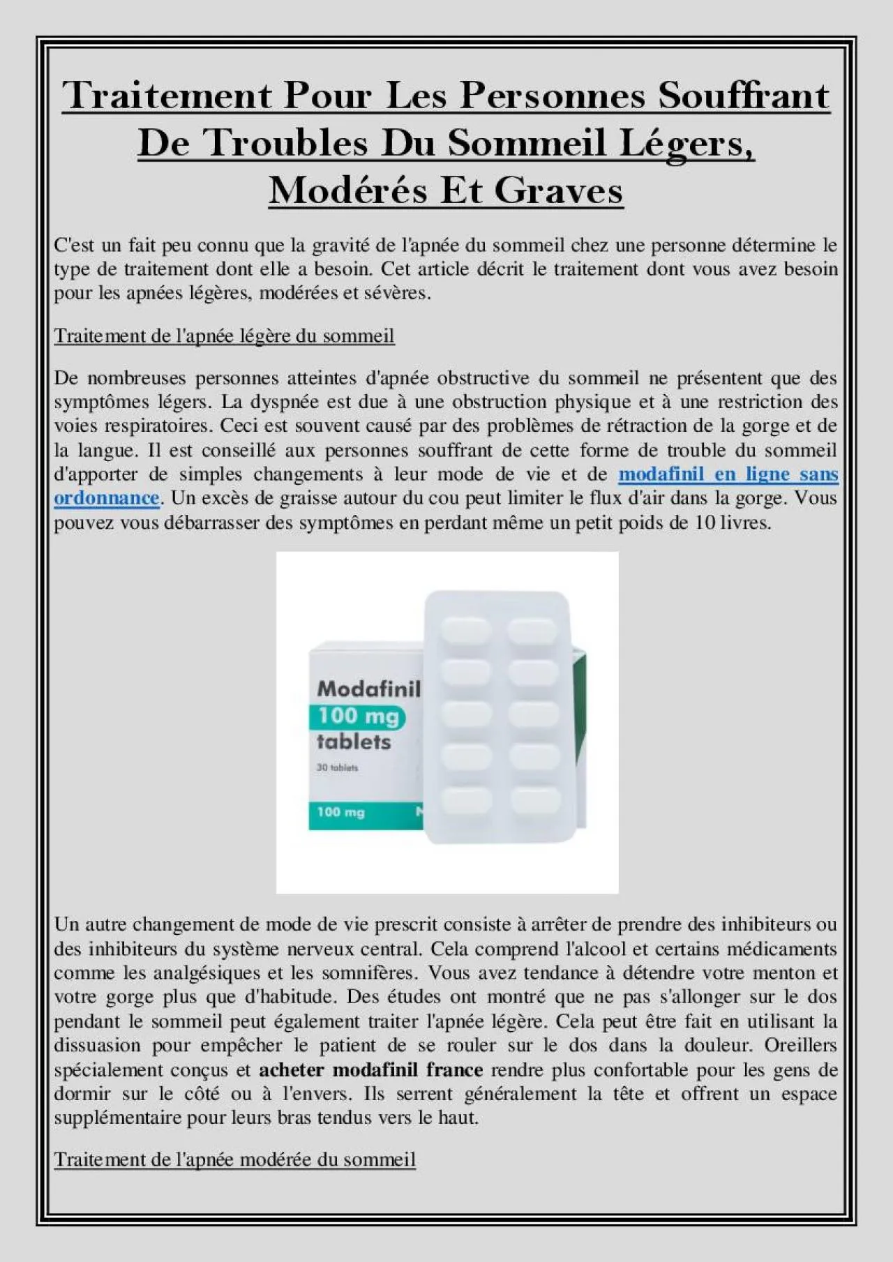 PDF-Traitement Pour Les Personnes Souffrant De Troubles Du Sommeil Légers, Modérés Et Graves