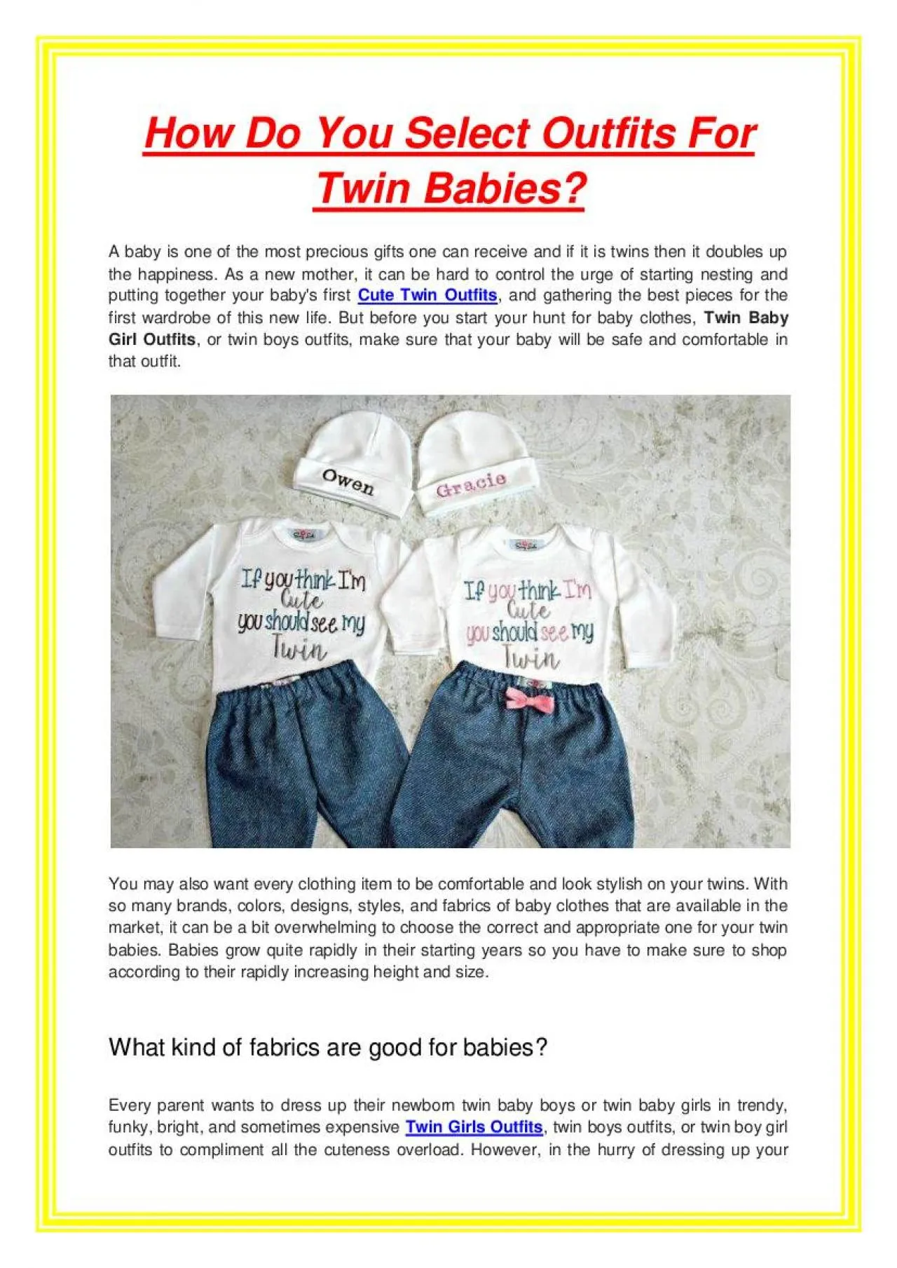 PDF-How Do You Select Outfits For Twin Babies?