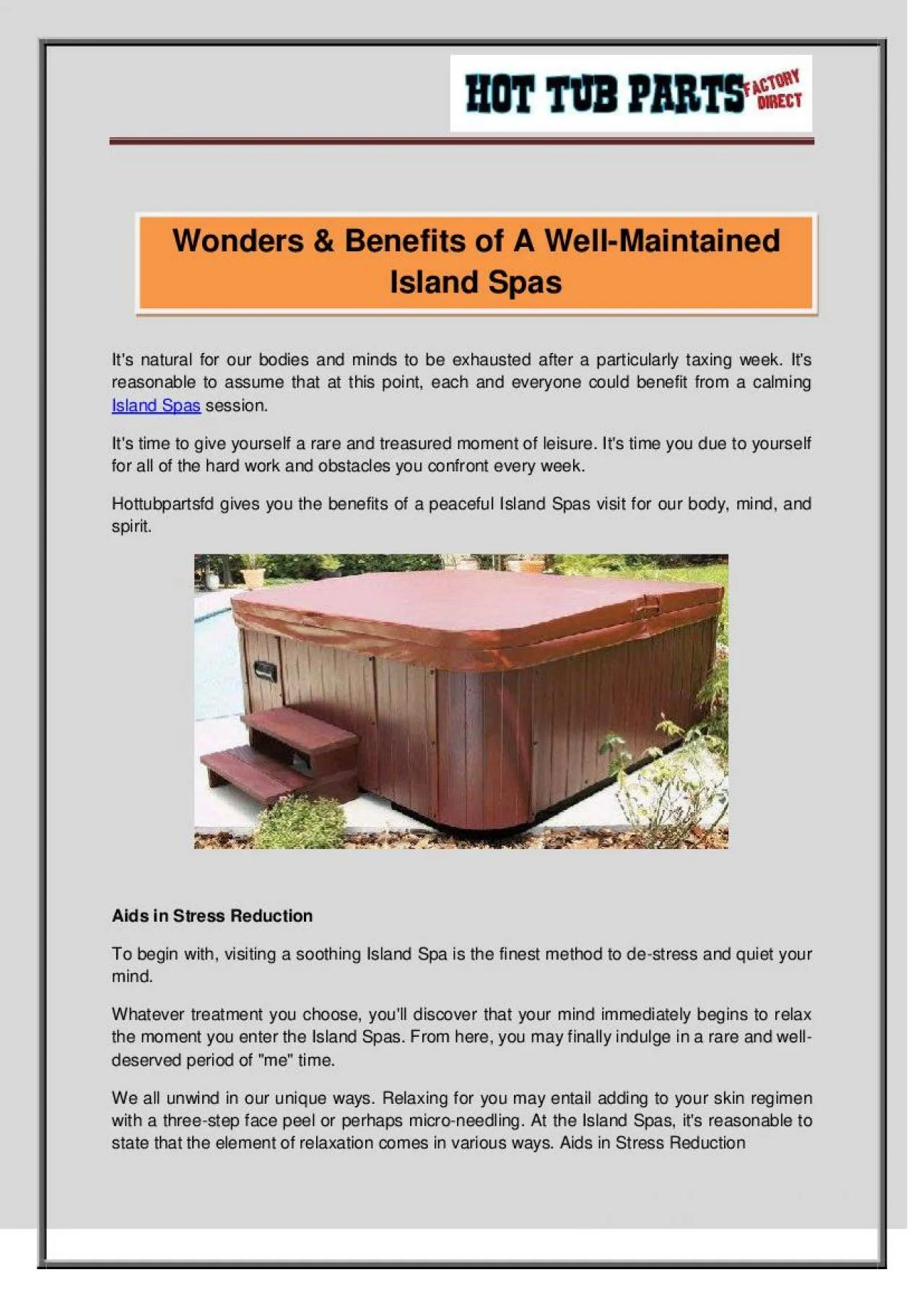 PDF-Wonders & Benefits of A Well-Maintained Island Spas