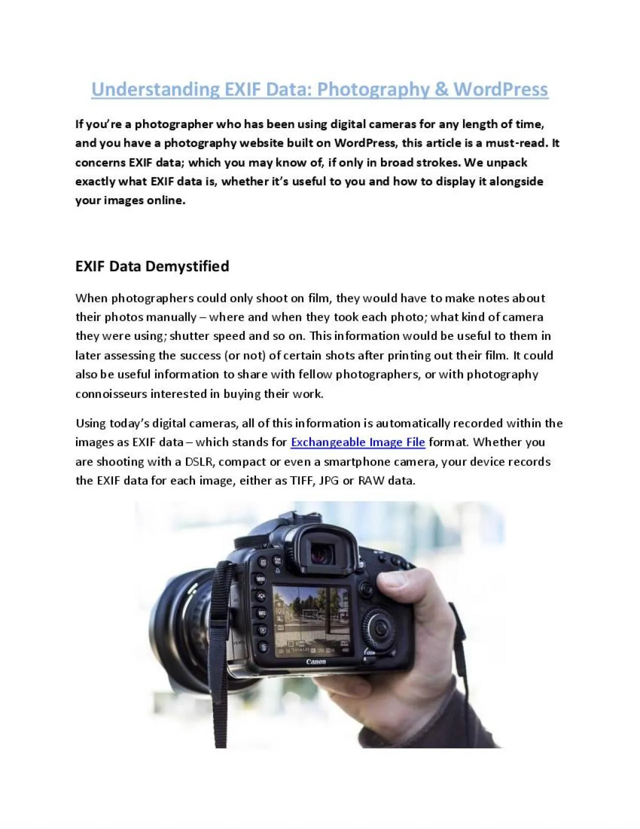 PDF-Understanding EXIF Data: Photography & WordPress