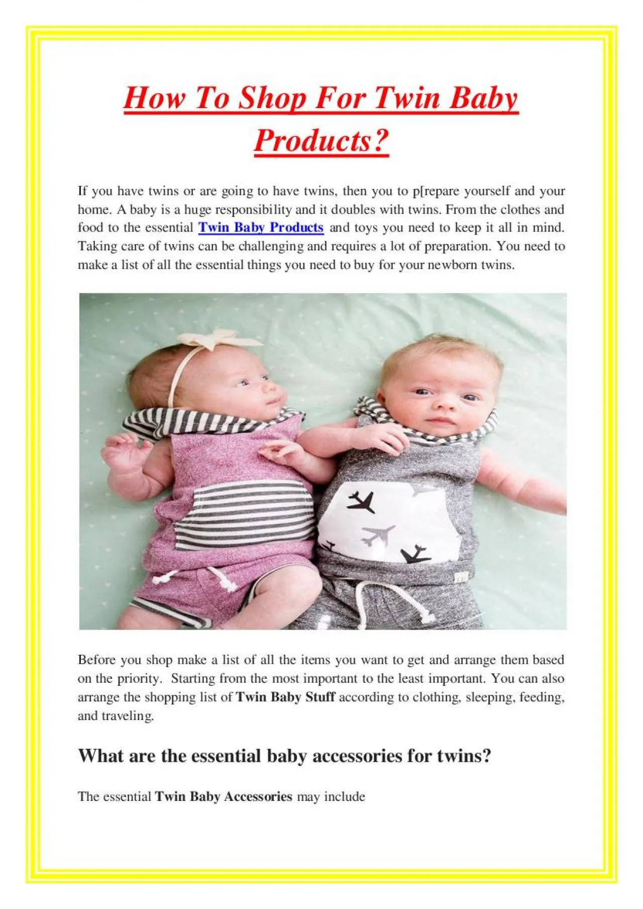 PDF-How To Shop For Twin Baby Products?