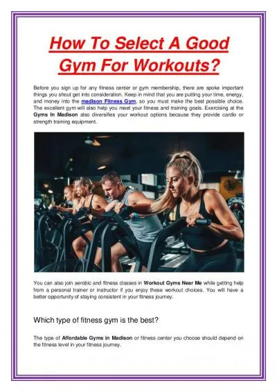 How To Select A Good Gym For Workouts?