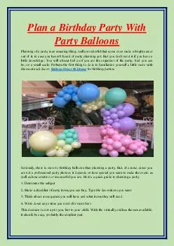 Plan a Birthday Party With Party Balloons