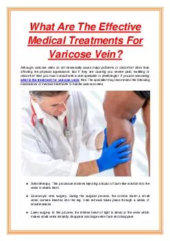What Are The Effective Medical Treatments For Varicose Vein?