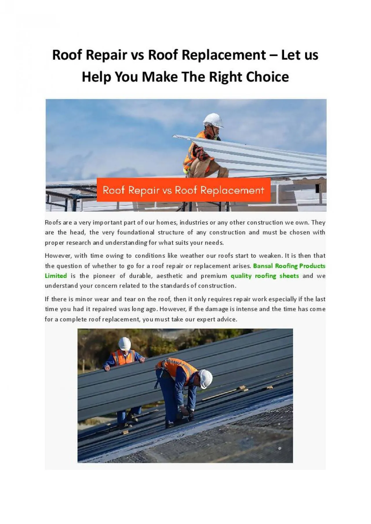 PDF-Roof Repair vs Roof Replacement – Let us Help You Make The Right Choice