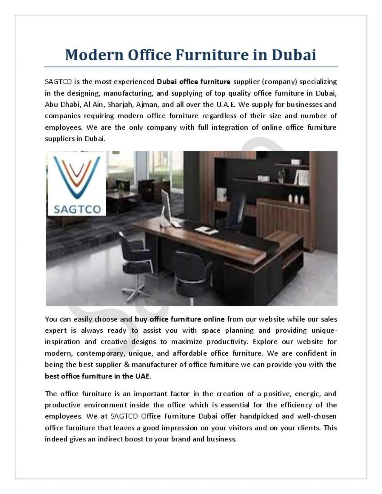 PDF-Modern Office Furniture in Dubai