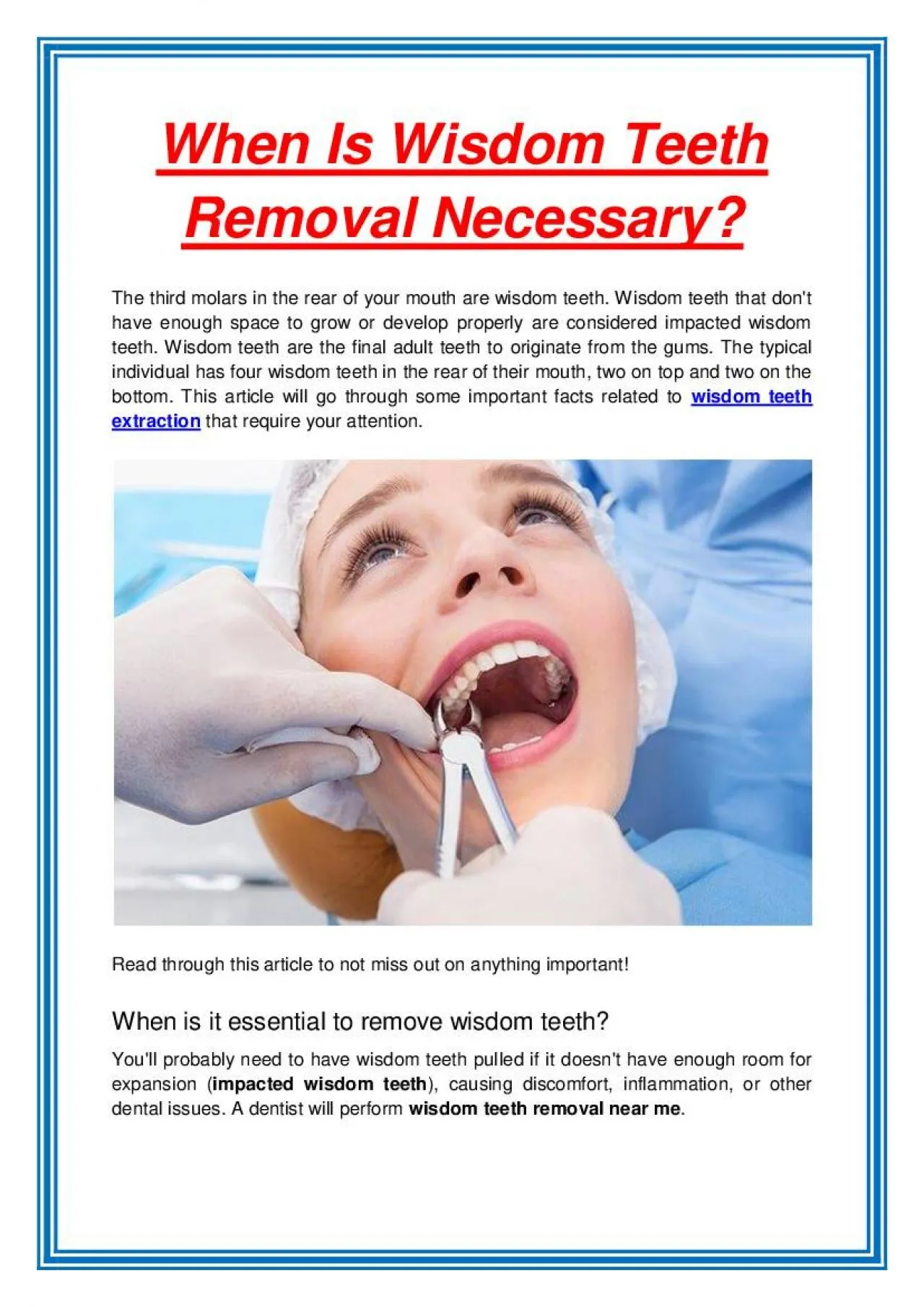 PDF-When Is Wisdom Teeth Removal Necessary?