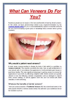 What Can Veneers Do For You?