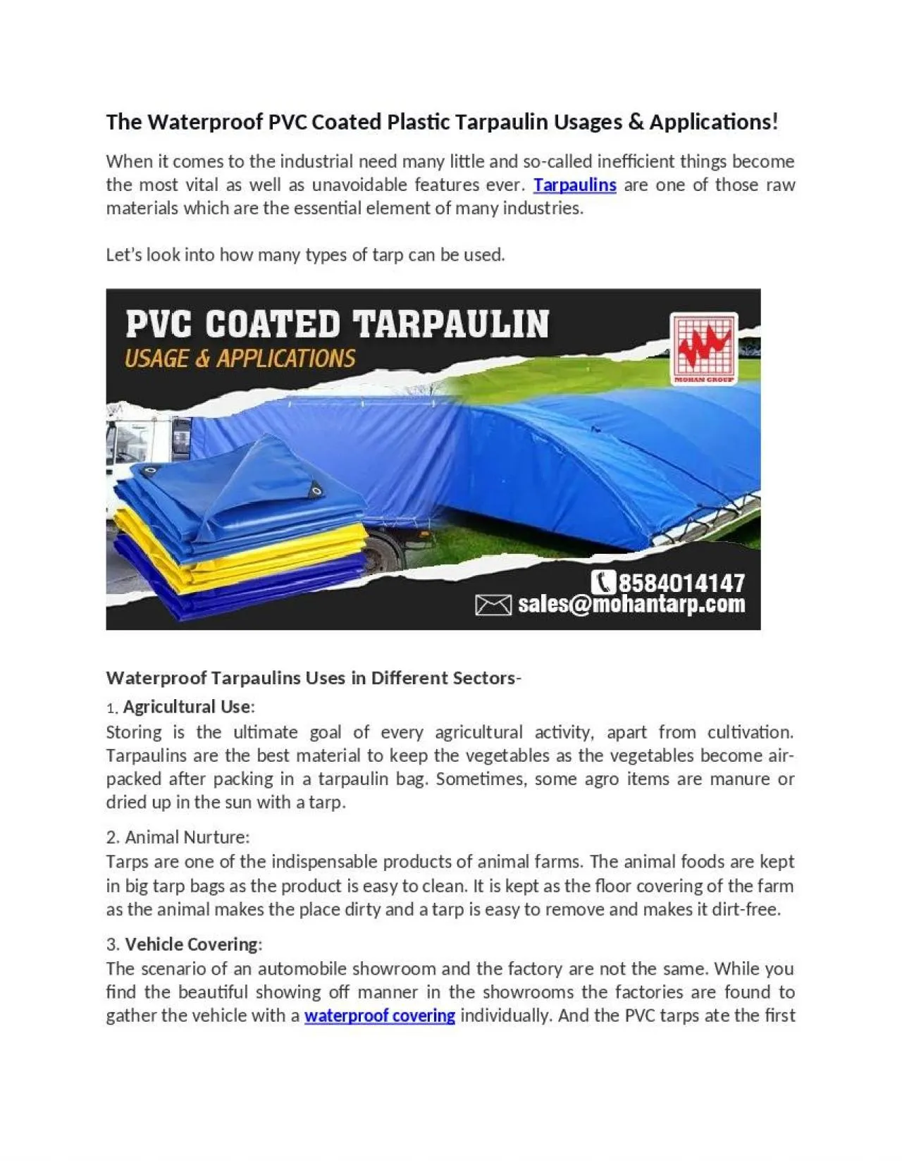 PDF-The Waterproof PVC Coated Plastic Tarpaulin Usages & Applications