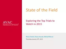 State of the Field  Exploring 2015’s Top Ten List for the HIV Prevention Research Field