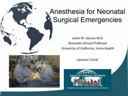 Anesthesia for Neonatal