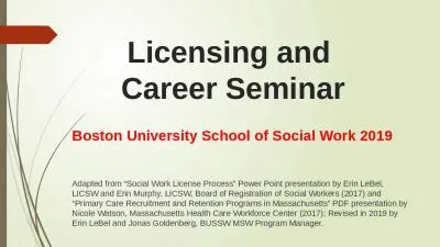 Licensing and  Career Seminar