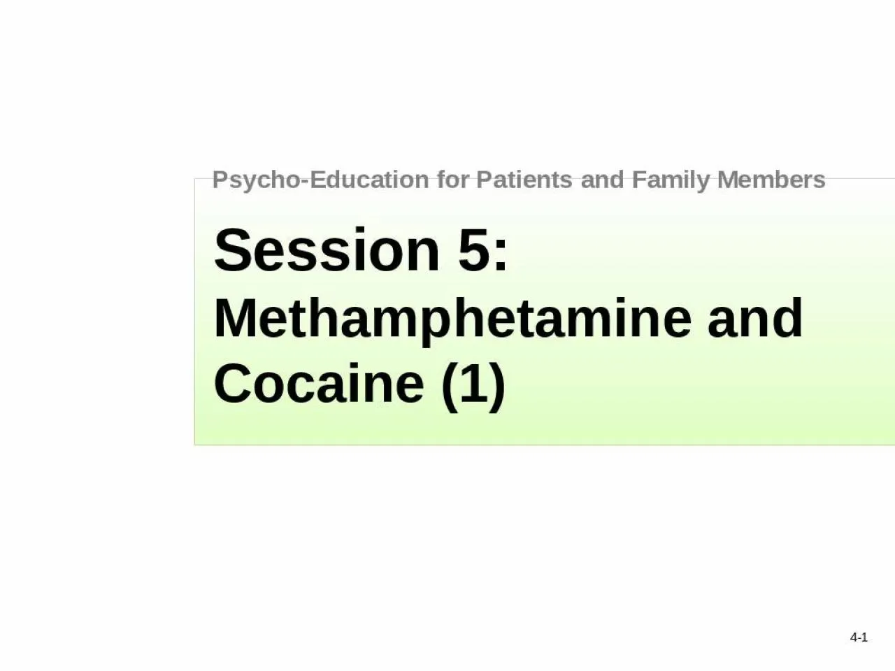 PPT-4- 1 Session 5: Methamphetamine and Cocaine (1)