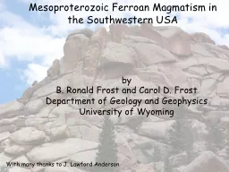 PPT-Mesoproterozoic Ferroan Magmatism in the Southwestern USA