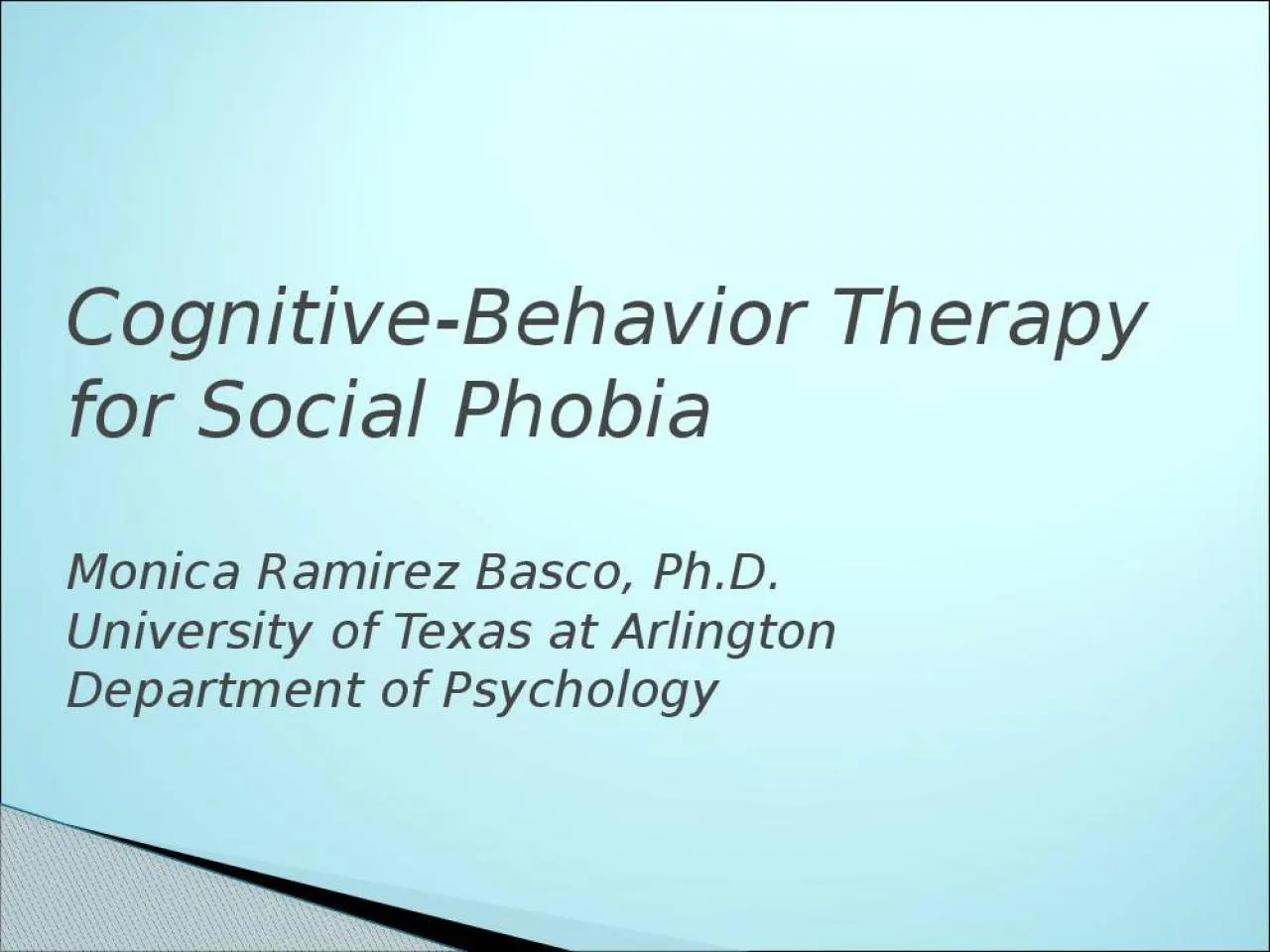 PPT-Cognitive-Behavior Therapy for Social Phobia