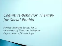 Cognitive-Behavior Therapy for Social Phobia