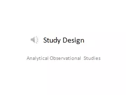 Study Design Analytical Observational Studies