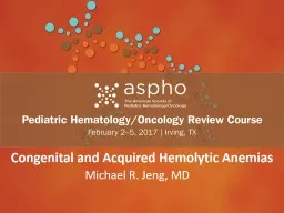 Header Subhead Congenital and Acquired Hemolytic Anemias