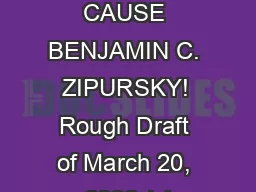 ROXIMATE CAUSE BENJAMIN C. ZIPURSKY! Rough Draft of March 20, 2009 (ci