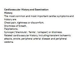 Cardiovascular History and Examination