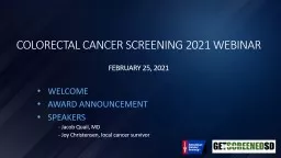 COLORECTAL CANCER Screening 2021 webinar