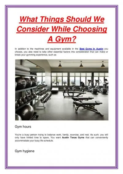 What Things Should We Consider While Choosing A Gym?