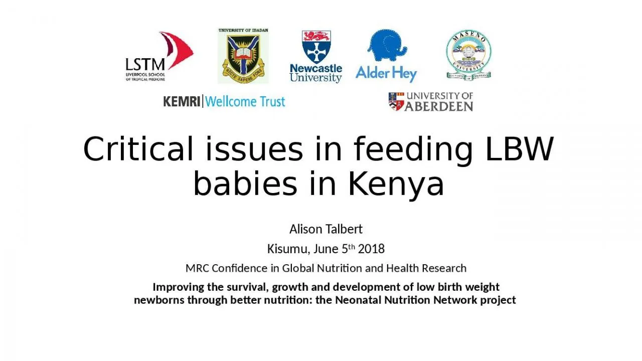 PPT-Critical issues in feeding LBW babies in Kenya