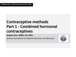 Contraceptive methods   Part 1 - Combined hormonal contraceptives