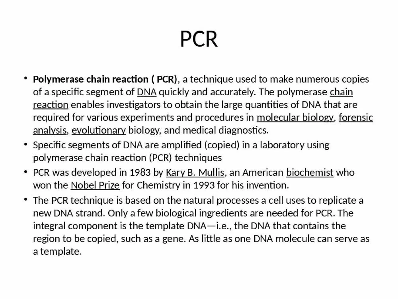 PPT-PCR Polymerase chain reaction ( PCR)