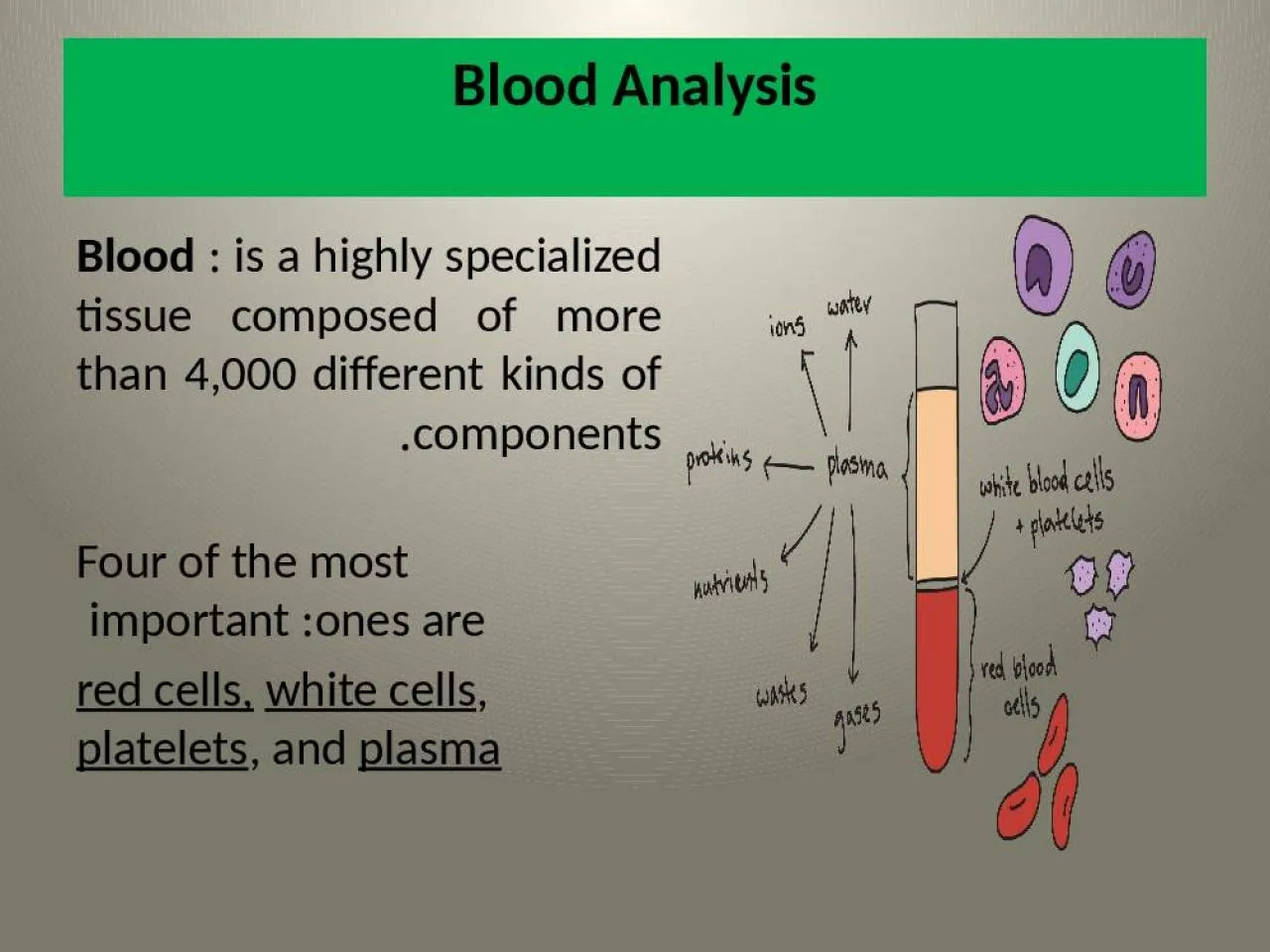 PPT-Blood Analysis Blood : is a