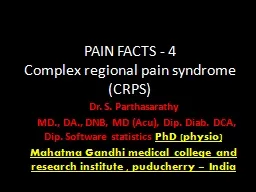 PAIN FACTS - 4 Complex regional pain syndrome